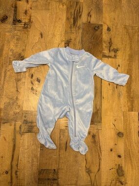 Nike Velvet Light Blue Footed Baby One-Piece Sleeper